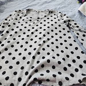 Green Envelope Gray Top with Black Polka Dots